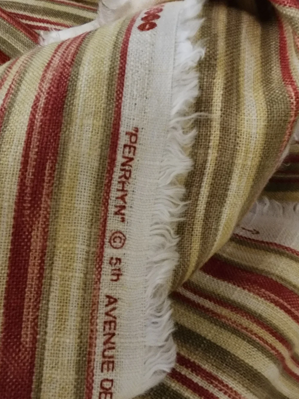9 yds Vintage Print Fabric Striped Drapery Fabric 325.5